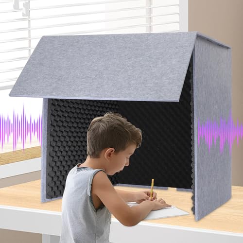Desktop Soundproof Cover, 80x80cm Portable Vocal Isolation Booth with Acoustic Foam, Microphone Isolation Booth Cube, Noise Reducing Shield for Microphone, Streaming, and Office Privacy (Black) - color: Black