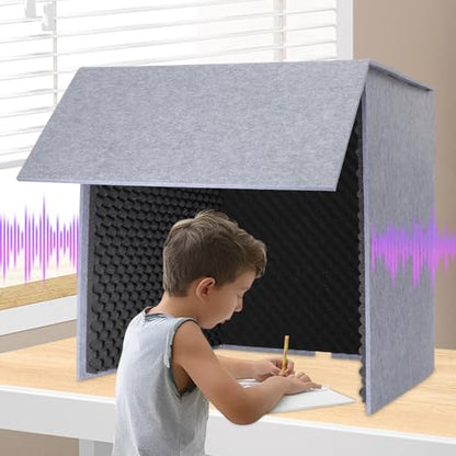 Desktop Soundproof Cover, 80x80cm Portable Vocal Isolation Booth with Acoustic Foam, Microphone Isolation Booth Cube, Noise Reducing Shield for Microphone, Streaming, and Office Privacy (Black) - color: Black