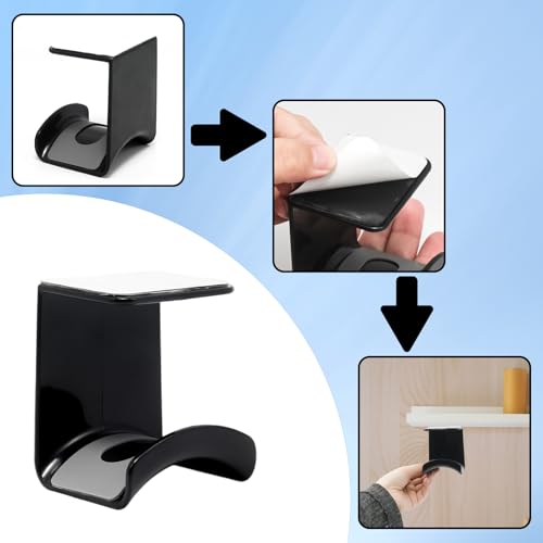 Black Headphone Stand Hanger,Hanging Headset Holder Hook Under Desk - color: Black, size: Under Desk