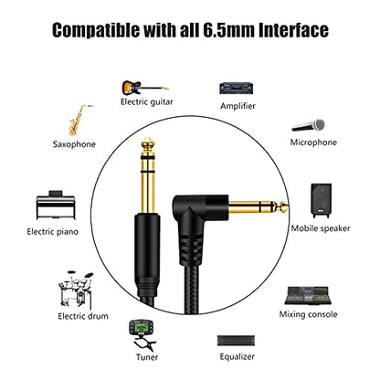 1/4 Inch TRS Instrument Cable 10Ft, 6.35mm TRS to 6.35mm TRS Stereo Audio Cable Male to Male Right-Angle-to-Straight for Electric Guitar, Bass, Keyboard,Mixer,Amplifier,Speaker,Equalizer... - color: Black, size: 10Ft