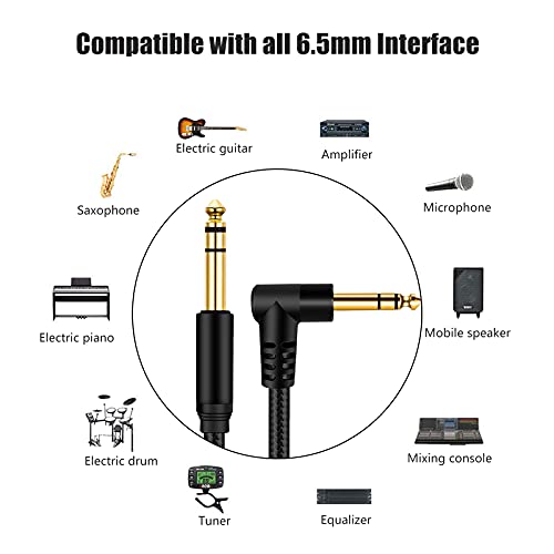 1/4 Inch TRS Instrument Cable 50Ft, 6.35mm TRS to 6.35mm TRS Stereo Audio Cable Male to Male Right-Angle-to-Straight for Electric Guitar, Bass, Keyboard,Mixer,Amplifier,Speaker,Equalizer... - color: Black, size: 50Ft