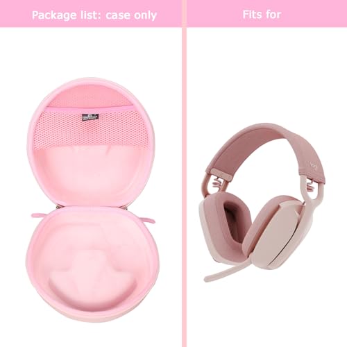 Hard Travel Case for Logitech Zone Vibe 100/125 Wireless Ear Headphones, Protective Carrying Storage Case - Tourmate（only case） - color: Pink