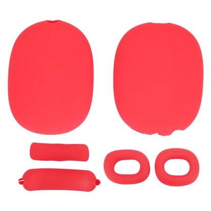 Headphone Protective Cover Kit for iOS Over Ear Headset, Silicone Headband Pad Beam Cushion Earpad Ear Cup Covers Set, Replacement Protector with Precise Openings, Washable (Red) - color: Red