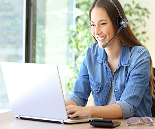 USB Headset with Microphone for PC Laptop, Computer Headset Headphones with Mic Noise Cancelling in-line Controls for Home Office Call Center Business Softphones Teams Zoom Skype Online Class and More