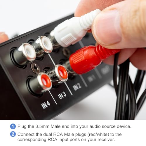 MECCANIXITY 2 Pcs TRRS 3.5mm Male Black to Gold Plating 3RCA Female Cable, 0.23Meter(9 Inch) Copper Core 2.5mm PVC Audio AUX Cable for TV/Amplifier/Speaker/Mobile