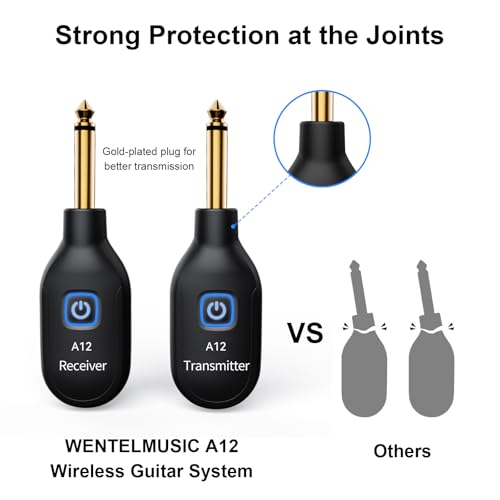 Wireless Guitar System 2.4GHz 100Ft/30M Range, A12 (2TX+1RX) | 100Ft/30M Range, Low Latency, Rechargeable, Easy Pairing for Electric Guitar & Bass - Guitar Accessories - color: 2TX+1RX