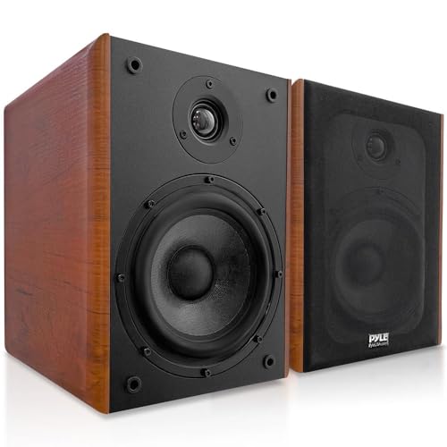Pyle 6.5" Home Audio Speakers, 2-Way Passive Bookshelf, 240W Max Power, 1" Silk Dome Tweeter, Composite Woofer, Gold Plated 5 Way Binding Post, Rubber Surrounds, Beautiful Wood Grain Finish - Pair - color: Natural, size: 6 inch
