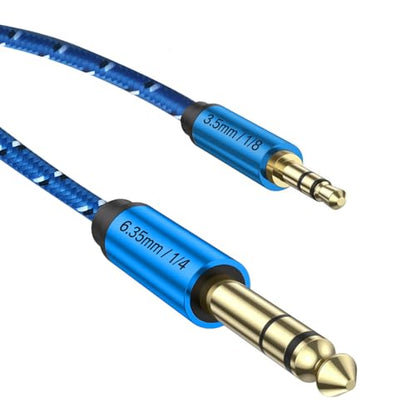 6.6ft Long 1/4 inch to 3.5mm Stereo Jack Cable, 6.35mm to 3.5mm Aduio Cable Adapter, 1/4 to 1/8 Male to Male Auxiliary Aux Cord, for Guitar, Cellphone, Laptop, Switch, Home Theater Devices (6.6ft) - size: 6.6ft