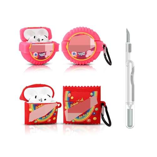 (2Pack+Cleaner Pen) XMBYGY Case for Apple AirPods 4th Generation Earbuds with Cleaning Pen Kit, Silicone Cute Charging Case Shockproof Protective Cover and Carabiner for AirPods 4 (SKI+BUB) - color: SKI+BUB