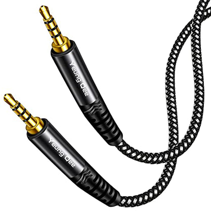 3.5mm Male to Male Audio Cable 25 ft,4 Pole Hi-Fi Stereo 3.5mm Aux Cable TRRS Male to Male Audio Cable, Aux Cord for Headphones, PS4,Phone, Tablets, Headset, PC, Laptop and More (25FT8M) - size: 25 ft