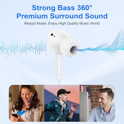 Wired Earbuds USB C Ear Buds Wired Headphones for iPhone 17e 17 Pro Max 17 | 17Pro 16 Pro Max 16 Plus 16Pro 16e 15Pro Max/Plus/Pro 15, 2 Pack USBC in-Ear Earphones with Microphone for Samsung S26 S25