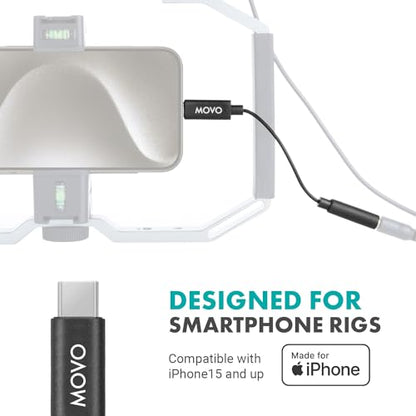Movo Female 3.5mm TRRS Microphone Adapter Cable to USB-C Connector Dongle Compatible with Apple iPhone 15/16/17 and up, iPad Smartphones and Tablets - Optimized for Microphones/Pro Audio - size: 3.5mm TRRS to USB-C