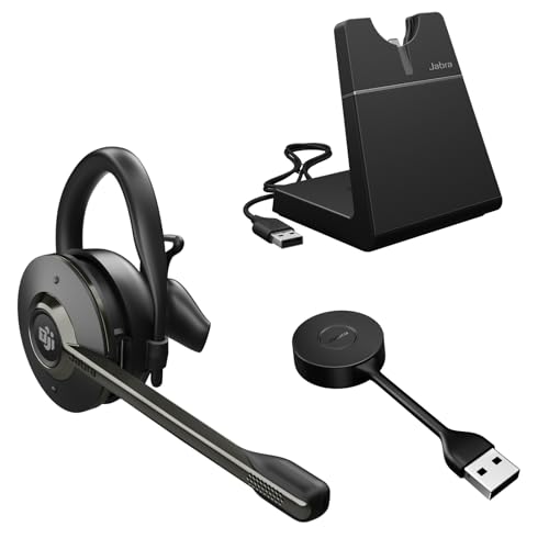 Jabra Engage 55 SE (Second Edition) Convertible Wireless Headset w/Charging Stand and Link 400 USB-A DECT Adapter – MS Teams Certified, Works with All Other Platforms, Black - size: USB-A Adapter, style: Teams Certified