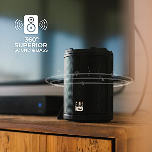 Altec Lansing - HydraMotion Wireless Bluetooth Speaker with 360 Degree Sound, Portable IP67 Waterproof for Outdoors, Shockproof, Snowproof, Everything Proof, 12 Hour Playtime (Black) - color: Black