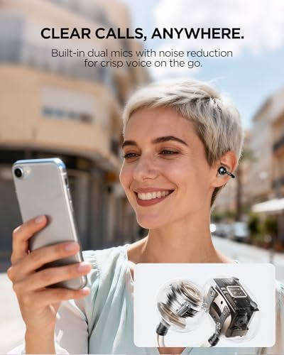 Clip on Wireless Bluetooth Earbuds, Open Ear Clip on Headphones with Mic, Waterproof, ENC Call, 40H Play, Hi-Fi Audio, All-Day Comfort, Perfect for Sports & Fitness (Black) - color: Black
