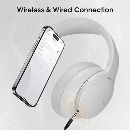 DOQAUS Bluetooth Headphones Over Ear, Headphones Wireless with 90H Playtime | 3 EQ Mode, Bluetooth5.3 Wireless Headphones with Hifi Stereo Sound, ENC Mic, Foldable for Travel Work Study Phone, Light Grey - color: Light Gray
