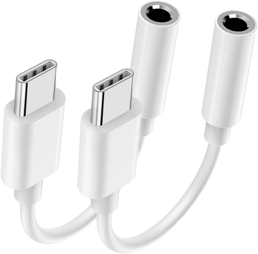 USB Type C to 3.5mm Headphone Jack Adapter 2 Pack | Compatible with iPhone 17 16 15 Pro/Pro Max/Plus, Compatible with Samsung Galaxy S26/S25/S24/S23/S22/S21 Ultra