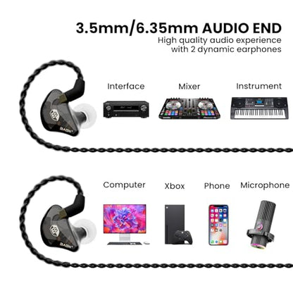 BASN USB/XLR SL2000 Dynamic Microphone and Bsinger 2nd Generation Dual Dynamic Drivers in Ear Monitor Headphones Set for Podcast, Live Streaming, Gaming Recording