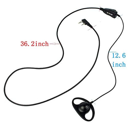 Retevis Walkie Talkie Earpiece, D-Type, 2 Pin, for H777/RT22/RT21/RT68 | PTT, Compatible with Pxton, Baofeng, Kenwood Walkie Talkies, Two Way Radio Earpiece with Mic, Hotels(1 Pack)