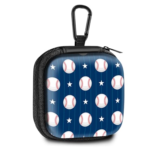 Square Data Cable Earbud Charger Coin Storage Bag Shockproof and Drop-Proof EVA Material Compatible with AirPod(Baseball) - color: Baseball