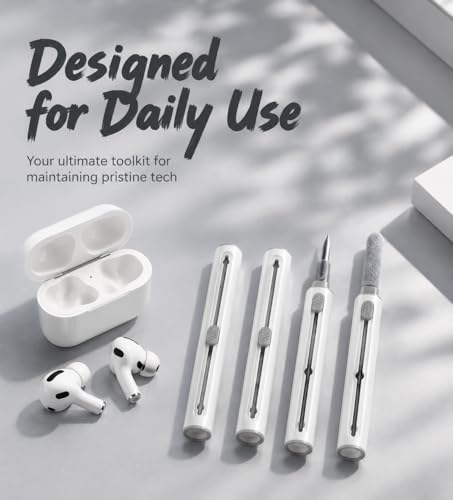 4 Pack 3-in-1 Earbud Cleaning Pen Tool with Soft Brush and Metal Nib for Wireless Earphones, Black - color: Black