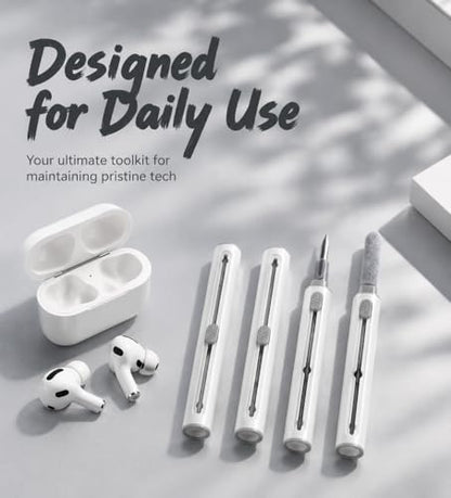 4 Pack 3-in-1 Earbud Cleaning Pen Tool with Soft Brush and Metal Nib for Wireless Earphones, Black - color: Black