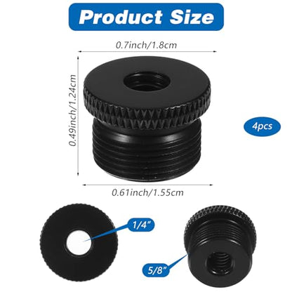 4 Pcs Microphone Accessories Mic Stand Adapter 1/4 Female to 5/8 Male Screw Adapter Thread Tripod Screw Mic Foot Thread for Microphone Stand Mount to Camera Tripod
