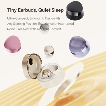 Xmenha Mini Invisible Sleep Earbuds for Side Sleepers, Wireless Bluetooth Sleeping Ear Buds Headphones Small Tiny Micro Noise Cancelling Earbuds for Small Ears Canals Women, Sleep Earphones - color: Beige