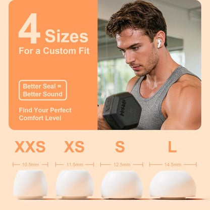 Replacement Ear Tips Compatible with AirPods Pro 3rd Generation – Silicone Earbud Tips with Cleaning Pen, Secure Fit, Noise Isolation, Soft Comfort Ear Tips Kit (4 Pairs, XXS/XS/S/L)