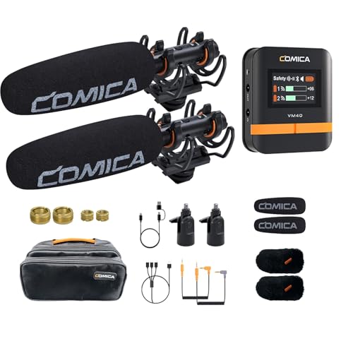 COMICA VM40 Combo Shotgun Microphone for Camera,Smartphone and PC | Super Cardioid Dual-Channel Wireless Mic