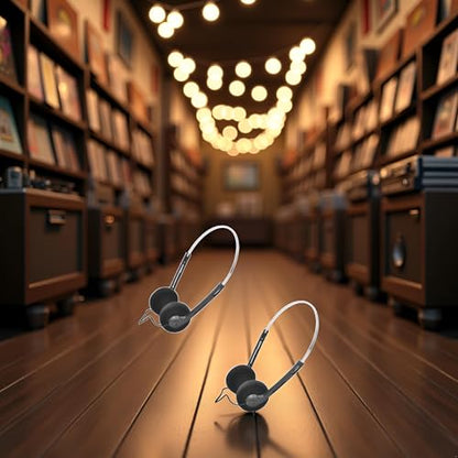 2 Pcs Retro On Ear Headphones, Wired Stereo Headphones, Lightweight Portable Headphone with Adjustable Headband, Cassette Player, Over-Ear (Black) - color: Black