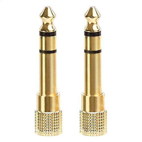 Amazon Basics Gold-Plated 6.35mm 1/4 Male to 3.5mm 1/8 Female Stereo Jack Adapter for Headphones, 2-Pack
