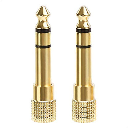 Amazon Basics Gold-Plated 6.35mm 1/4 Male to 3.5mm 1/8 Female Stereo Jack Adapter for Headphones, 2-Pack