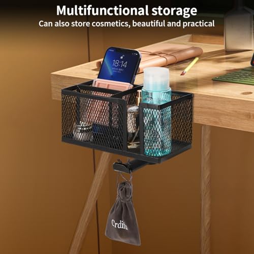 Multifunctional Clamp On Cup Holder Headsets Hanger Organizers for Drinks Phones Headphones Bags with AntiSpill Design - color: Black
