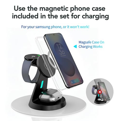 for Samsung Galaxy S25 Dedicated Magnetic Charging Kit，3 in 1 Charging Station Compatible with MagSafe Samsung Charger for Watch Charger Stand for Galaxy Watch Ultra 8 7, for Buds
