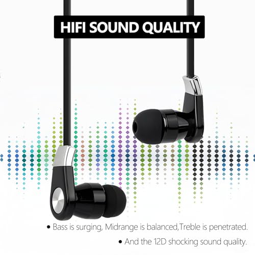LANDIBO USBC Earbuds, in-Ear Headphones with Volume Control, Built-in microphoneUSB C Earbuds Wired, Clear Sound Quality, bass Noise Cancellation, Headphones Wired (Black + Black)