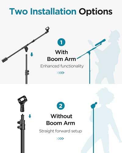 InnoGear Mic Stand Set, Max Height 82.28" Microphone Stand Floor & 360° Rotatable Low Profile Mic Arm, Adjustable for Blue Yeti HyperX QuadCast Shure SM58 Samson Q2U Fifine K669B Singing
