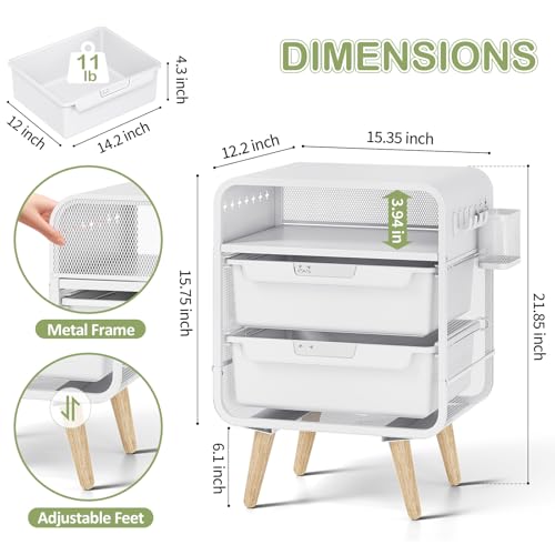 SYKIARIOL Kids Nightstand, Bedside Table, White Side Table - color: White