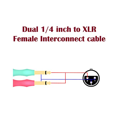 SiYear- 6.6FT XLR Female 3Pin to 6.35mm 1/4 inch Mono Male Audio Y Splitter Cable, Dual 6.35mm 1/4" Male to XLR Female Stereo Microphone Audio Converter Adapter Cable(2m) - color: 6.6Feet, size: 6.6Feet