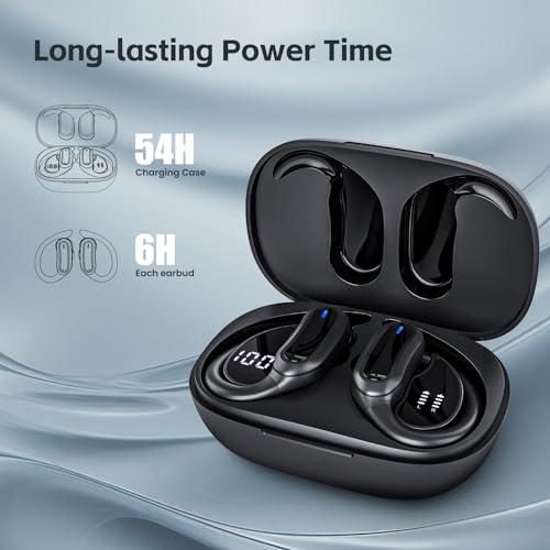 TRAUSI Wireless Bluetooth 5.4 Headphones, Fast Charging Stereo Earphones with Noise Cancelling Mic, IPX7 Waterproof and Comfort Fit Ear Buds for Fitness, Workouts