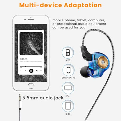 Piluyaa QKZ AK6 Ultra Wired Gaming Earbuds in-Ear Monitors Headphones MIC - color: Blue