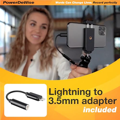 Professional Grade Lavalier Microphone with Adapter Compatible with iPhone - Lapel Microphone for iPhone X 11 12 13 14 Pro - iPhone Compatible External Microphone - iPhone XR, XS, XS Max Video Mic - style: SIngle Wired
