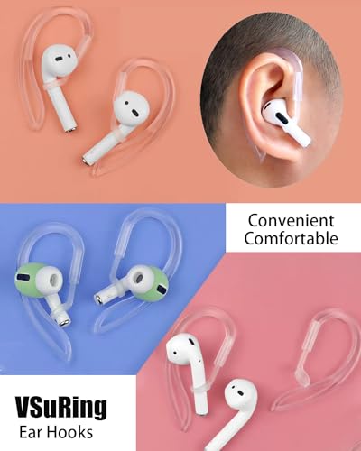 3 Pairs Ear Hooks for AirPods Pro 3/2/1 AirPods 4 3 2 1 [360° Rotatable Multi-Dimensional Adjustable] Silicone Soft Comfortable Anti-Slip Sports Clamp (Transparent & Black & White) - color: Transparent & Black & White