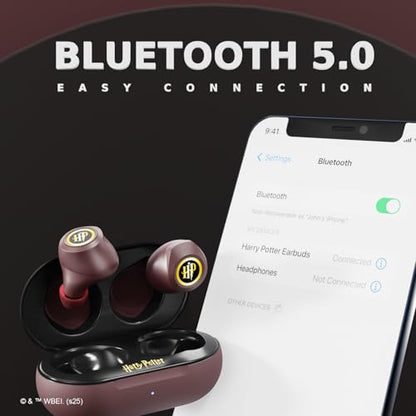 iJoy Harry Potter Hogwarts Crest Wireless Bluetooth Earbuds with Charging Case, Built-in Mic, 30 Hr Playtime, Officially Licensed | Harry Potter Gifts for Women, Men, Teens, Kids and All Fans - color: Hogwarts Crest