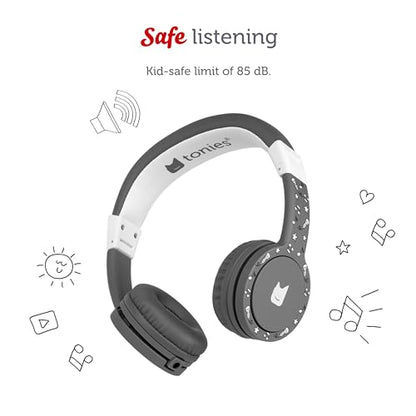 Tonies Foldable Wired Headphones for Kids - Comfortably Designed to fit On-Ear - Works with Toniebox 1 and All 3.5mm Devices - Gray - color: Gray