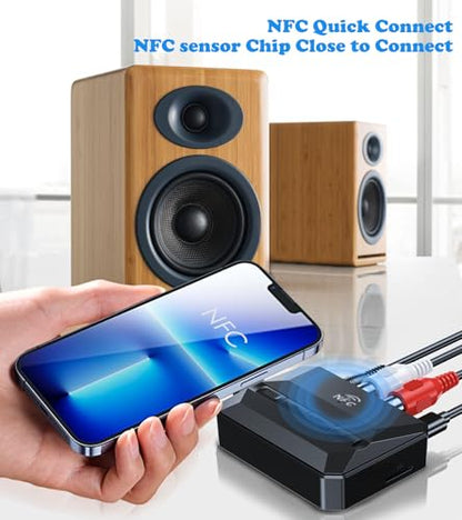 KAIY Bluetooth Receiver for Home Stereo, AUX RCA to Bluetooth Adapter | KAIY Bluetooth Audio Receivers & Adapters, Low Latency Bluetooth Adapter for Stereo, Support USB Drive & TF Card Music Player