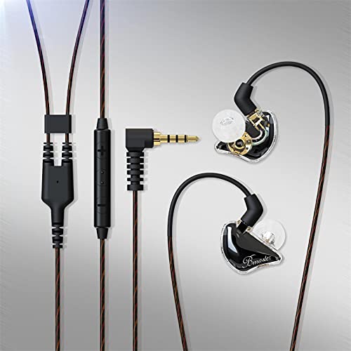 BASN Bmaster Triple Drivers in Ear Monitor Headphone (Black) | sound isolation iem with two detachable mmcx cables,carrying kit fit, ideal for audio engineer musician - color: Black
