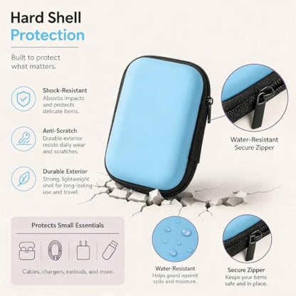 Portable Mini Storage Bag for Chargers and Cables, Blue - color: Blue
