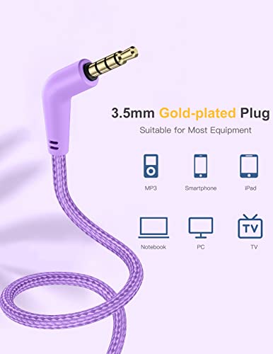 Nabevi Headphones for Kids for School, Kids Headphones with Microphone, Sharing Function, 85dB/94dB Safe Volume Limit, HD Sound, Over Ear Kid Headphone for School, On-line Study, Travel, Violet - color: Violet