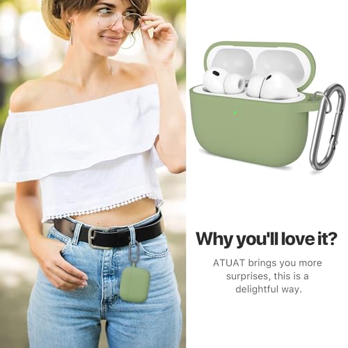 for AirPods Pro 3 Case Cover, Protective Soft Silicone with Keychain Cleaning Pen for Women Men for Apple AirPods Pro 3rd Generation Case(2025), Front LED Visible, Army Green - color: C-Army Green
